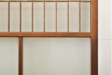 アンティーク建具　和の空間づくりにおすすめなガラス入り障子戸4枚セット(引き戸、ガラス戸、建具)(R-063029)