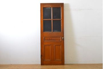アンティーク建具　ニレ材　大正ロマンの雰囲気香る扉1枚(ドア、木製ドア、建具)(R-063031)