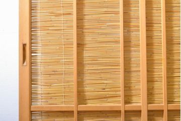 アンティーク建具　彫刻入り!!上品な和の空間を演出する御簾戸4枚セット(簾戸、簀戸、葭戸、夏障子、夏戸、引き戸、建具)(R-063032)