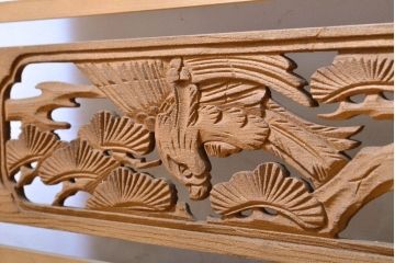アンティーク建具　彫刻入り!!上品な和の空間を演出する御簾戸4枚セット(簾戸、簀戸、葭戸、夏障子、夏戸、引き戸、建具)(R-063032)