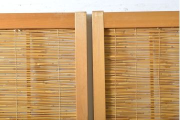 アンティーク建具　彫刻入り!!上品な和の空間を演出する御簾戸4枚セット(簾戸、簀戸、葭戸、夏障子、夏戸、引き戸、建具)(R-063032)