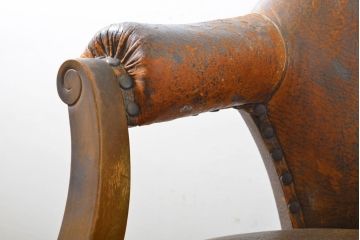 和製アンティーク　レトロな佇まいが魅力の回転チェア(ドクターチェア、デスクチェア、アームチェア、回転イス、椅子、イス)(R-063034)