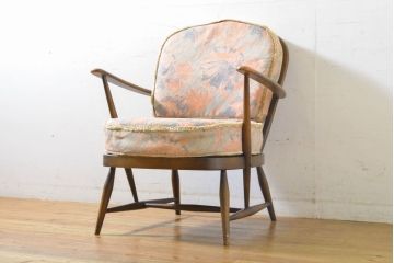 イギリスビンテージ　ERCOL(アーコール)　贅沢な一人の時間におすすめの1人掛けソファ(ヴィンテージ、一人掛け、チェア、椅子、アームチェア、英国、北欧)(R-063035)