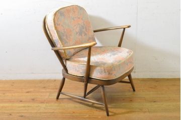 イギリスビンテージ　ERCOL(アーコール)　贅沢な一人の時間におすすめの1人掛けソファ(ヴィンテージ、一人掛け、チェア、椅子、アームチェア、英国、北欧)(R-063036)