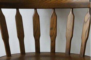 和製ビンテージ　高島屋　ナラ材　座面低め　本革クッション付き!男前な雰囲気漂うスモーカーズボウチェア　(R-063047)