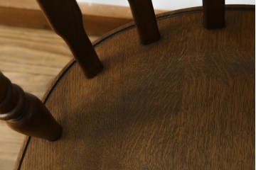 和製ビンテージ　高島屋　ナラ材　座面低め　本革クッション付き!男前な雰囲気漂うスモーカーズボウチェア　(R-063047)