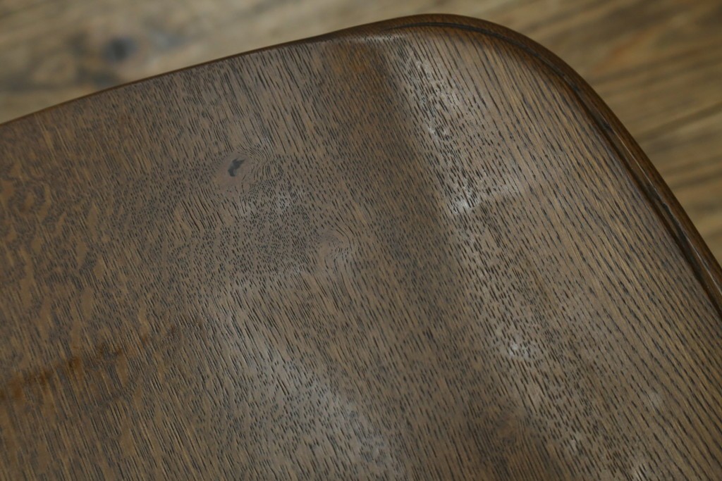 和製ビンテージ　高島屋　ナラ材　座面低め　本革クッション付き!男前な雰囲気漂うスモーカーズボウチェア　(R-063047)