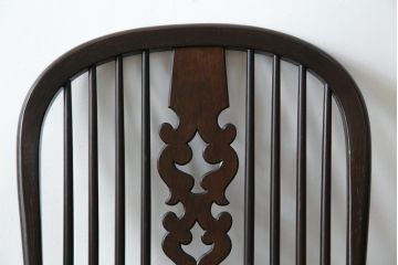 中古　松本民芸家具　#44A型　シックな色合いとクラシカルな佇まいが魅力のウィンザーチェア(ウインザーチェア、アームチェア、板座チェア、ダイニングチェア、椅子、イス)(定価約20万円)(R-063053)