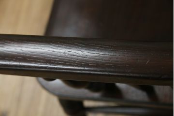 中古　松本民芸家具　#44A型　シックな色合いとクラシカルな佇まいが魅力のウィンザーチェア(ウインザーチェア、アームチェア、板座チェア、ダイニングチェア、椅子、イス)(定価約20万円)(R-063053)