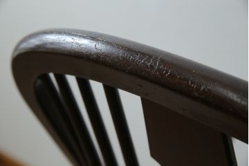 中古　松本民芸家具　#44A型　シックな色合いとクラシカルな佇まいが魅力のウィンザーチェア(ウインザーチェア、アームチェア、板座チェア、ダイニングチェア、椅子、イス)(定価約20万円)(R-063053)