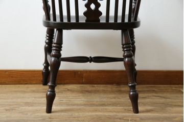 中古　松本民芸家具　#44A型　シックな色合いとクラシカルな佇まいが魅力のウィンザーチェア(ウインザーチェア、アームチェア、板座チェア、ダイニングチェア、椅子、イス)(定価約20万円)(R-063053)