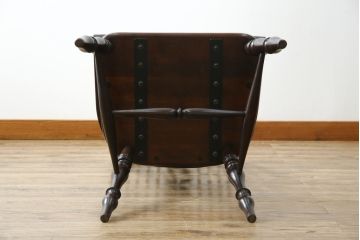 中古　松本民芸家具　#44A型　シックな色合いとクラシカルな佇まいが魅力のウィンザーチェア(ウインザーチェア、アームチェア、板座チェア、ダイニングチェア、椅子、イス)(定価約20万円)(R-063053)