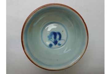  	江戸期　古伊万里　染付　馬文　猪口5点セット(共箱付き、酒器、和食器)(R-063056)