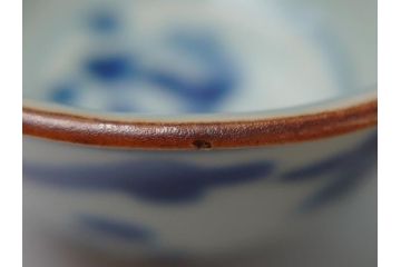 	江戸期　古伊万里　染付　馬文　猪口5点セット(共箱付き、酒器、和食器)(R-063056)