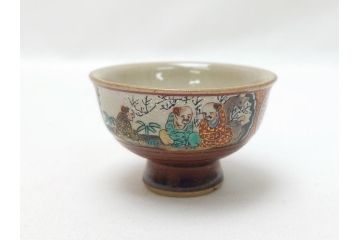 幕末〜明治　松雲堂造　九谷焼　九谷庄三　庄三錦手　彩色金襴手　猪口・碗・徳利セット(共箱付き、酒器、和食器)(R-063057)