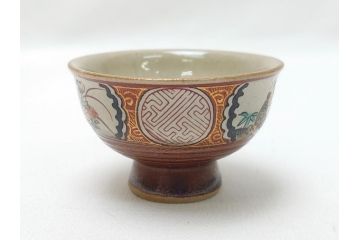 幕末〜明治　松雲堂造　九谷焼　九谷庄三　庄三錦手　彩色金襴手　猪口・碗・徳利セット(共箱付き、酒器、和食器)(R-063057)