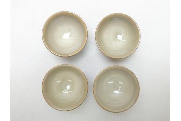 幕末〜明治　松雲堂造　九谷焼　九谷庄三　庄三錦手　彩色金襴手　猪口・碗・徳利セット(共箱付き、酒器、和食器)(R-063057)