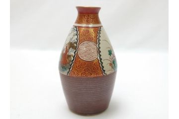 幕末〜明治　松雲堂造　九谷焼　九谷庄三　庄三錦手　彩色金襴手　猪口・碗・徳利セット(共箱付き、酒器、和食器)(R-063057)