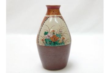 幕末〜明治　松雲堂造　九谷焼　九谷庄三　庄三錦手　彩色金襴手　猪口・碗・徳利セット(共箱付き、酒器、和食器)(R-063057)