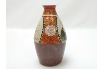幕末〜明治　松雲堂造　九谷焼　九谷庄三　庄三錦手　彩色金襴手　猪口・碗・徳利セット(共箱付き、酒器、和食器)(R-063057)