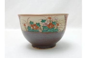 幕末〜明治　松雲堂造　九谷焼　九谷庄三　庄三錦手　彩色金襴手　猪口・碗・徳利セット(共箱付き、酒器、和食器)(R-063057)