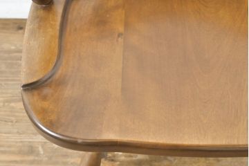 和製ビンテージ　北海道民芸家具　希少な絶版品!!上品でクラシカルな佇まいがお洒落な回転ダイニングチェア(キャプテンチェア、アームチェア、回転イス、椅子、板座チェア、ヴィンテージ)(R-063060)
