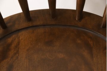 和製ビンテージ　北海道民芸家具　希少な絶版品!!上品でクラシカルな佇まいがお洒落な回転ダイニングチェア(キャプテンチェア、アームチェア、回転イス、椅子、板座チェア、ヴィンテージ)(R-063062)
