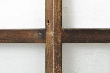 アンティーク建具　シンプルなデザインでお部屋に取り入れやすいガラス戸2枚セット(引き戸、建具)(R-063064)