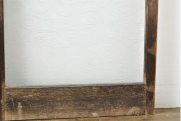 アンティーク建具　シンプルなデザインでお部屋に取り入れやすいガラス戸2枚セット(引き戸、建具)(R-063064)