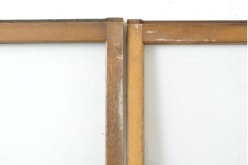 アンティーク建具　シンプルなデザインでお部屋に取り入れやすいガラス戸2枚セット(引き戸、建具)(R-063064)