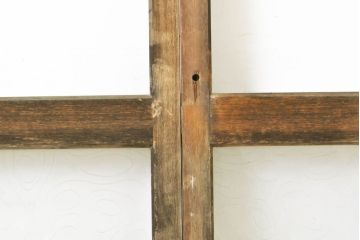 アンティーク建具　シンプルなデザインでお部屋に取り入れやすいガラス戸2枚セット(引き戸、建具)(R-063065)