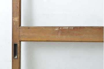 アンティーク建具　シンプルなデザインでお部屋に取り入れやすいガラス戸2枚セット(引き戸、建具)(R-063065)