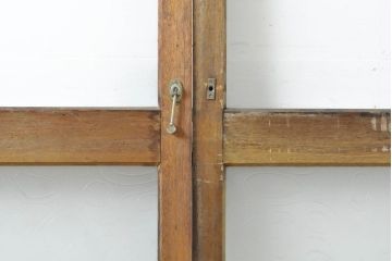 アンティーク建具　シンプルなデザインでお部屋に取り入れやすいガラス戸2枚セット(引き戸、建具)(R-063065)