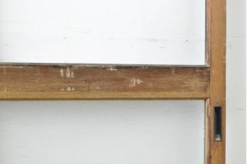 アンティーク建具　シンプルなデザインでお部屋に取り入れやすいガラス戸2枚セット(引き戸、建具)(R-063065)
