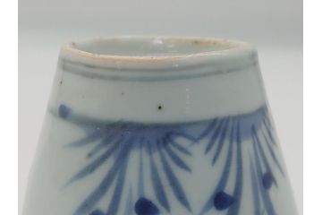 江戸期　古伊万里　染付　草花文　蕎麦猪口(並び水仙文、そば猪口、湯呑、和食器)(R-063068)