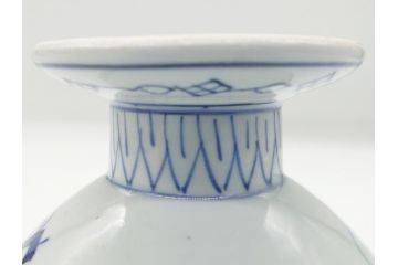 江戸期　太明年製　古伊万里　染付　蝙蝠文　盃洗(杯洗、台鉢、高台皿、和食器、フルーツボウル、コンポート)(R-063071)