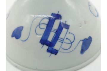 江戸期　太明年製　古伊万里　染付　蝙蝠文　盃洗(杯洗、台鉢、高台皿、和食器、フルーツボウル、コンポート)(R-063071)