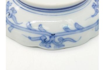 幕末期　伊万里　染付　寿富文　3.8寸皿　約11.4cm　小皿5枚セット(三寸八分、和皿、和食器)(R-063072)