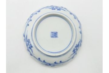 幕末期　伊万里　染付　寿富文　3.8寸皿　約11.4cm　小皿5枚セット(三寸八分、和皿、和食器)(R-063073)