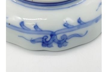 幕末期　伊万里　染付　寿富文　3.8寸皿　約11.4cm　小皿5枚セット(三寸八分、和皿、和食器)(R-063073)