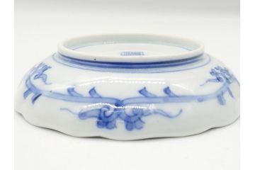幕末期　伊万里　染付　寿富文　3.8寸皿　約11.4cm　小皿5枚セット(三寸八分、和皿、和食器)(R-063073)
