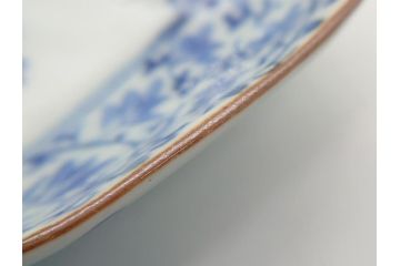 上手物　江戸期　古伊万里　染付　花唐草文　菱形　3.3寸　約10cm　変形皿6枚セット(三寸三分、小皿、和皿、ひし形、五弁花、和食器)(R-063074)
