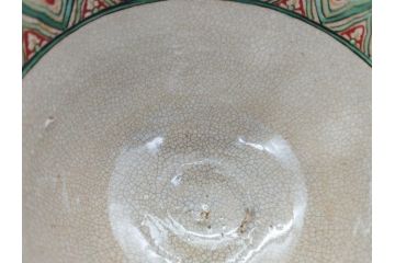 野々村仁清作　京焼　色絵　金彩　松竹梅文　人物　3.6寸　約11cm　抹茶茶碗(共箱付き、三寸六分、作家物、和食器)(R-063076)