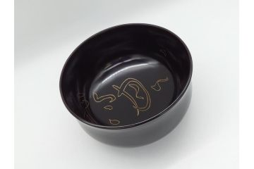良寛和尚書　心月輪　漆器　杯洗(共箱付き、盃洗、在銘?)(R-063077)