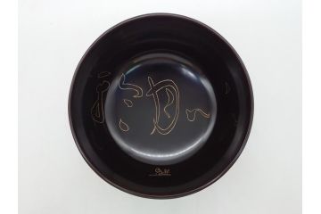 良寛和尚書　心月輪　漆器　杯洗(共箱付き、盃洗、在銘?)(R-063077)