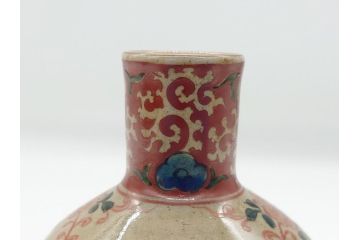 大正〜昭和初期　古代寫九谷焼　納賀花山　色絵　金彩　唐子図　花瓶2点セット(共箱付き、花山造、花山堂、花器、花入、和食器)(R-063078)