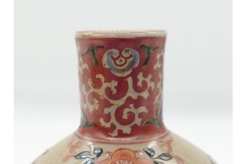 大正〜昭和初期　古代寫九谷焼　納賀花山　色絵　金彩　唐子図　花瓶2点セット(共箱付き、花山造、花山堂、花器、花入、和食器)(R-063078)