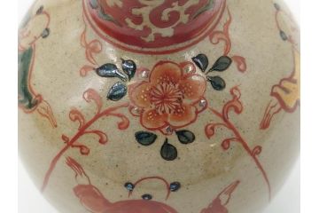 大正〜昭和初期　古代寫九谷焼　納賀花山　色絵　金彩　唐子図　花瓶2点セット(共箱付き、花山造、花山堂、花器、花入、和食器)(R-063078)