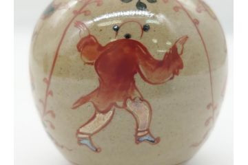 大正〜昭和初期　古代寫九谷焼　納賀花山　色絵　金彩　唐子図　花瓶2点セット(共箱付き、花山造、花山堂、花器、花入、和食器)(R-063078)