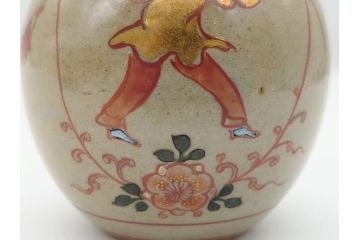 大正〜昭和初期　古代寫九谷焼　納賀花山　色絵　金彩　唐子図　花瓶2点セット(共箱付き、花山造、花山堂、花器、花入、和食器)(R-063078)